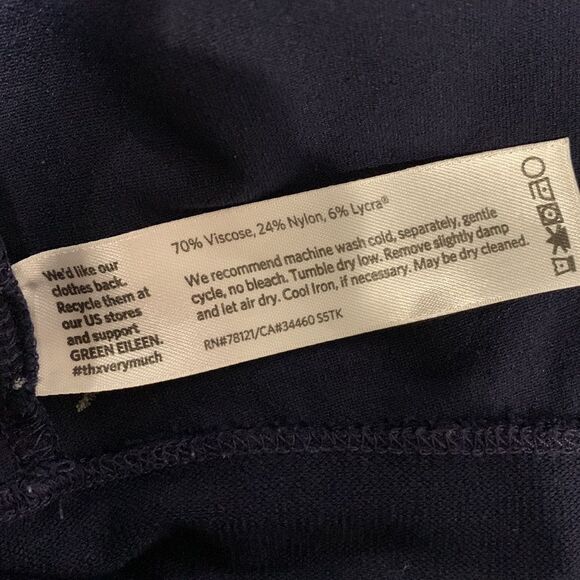 EILEEN Fisher Navy Straight Leg Pants Elastic Waist women’s sz s/p - Picture 4 of 9